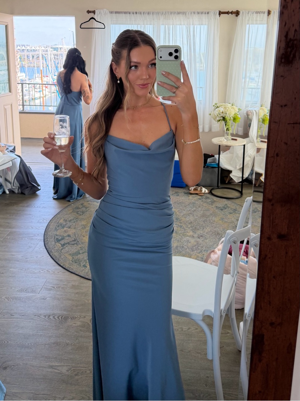 David’s Bridal steel blue bridesmaids dress in size 2 - Picture 7 of 8